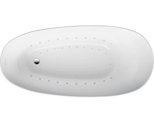 Whirlpool OTTOFOND Sempre 85 x 180 cm weiß glänzend 73100 Aufnahme von oben einer weißen Badewanne mit Düsen