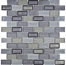 Glasmosaik ICE BR29 30x30 cm grau