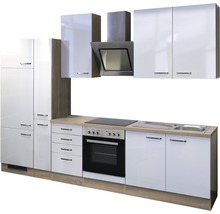 Cuisine complète Flex Well avec appareils Valero 300 cm blanc haute brillance démontée variante réversible 00010085