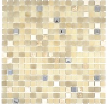 Mosaikfliese mit Glas-, Naturstein- und Metallelementen