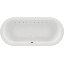 Oval geformte Badewanne mit Düsen für Whirlpoolfunktion, Draufsicht