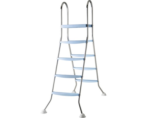 Poolleiter Edelstahlleiter 2x4 Stufen und Plattform für Aufstellpools H 132 cm blau silber