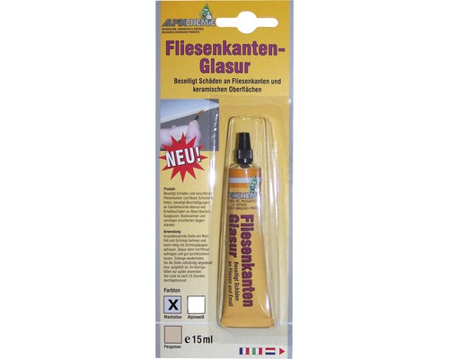 Vernis pour chants de carrelage 15 ml, manhatten Alpin Chemie Email pour bord de carreaux pour réparer les bords de carreaux et les surfaces en céramique