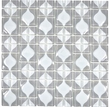 Quadratische Mosaikfliese aus Glas mit Dekor