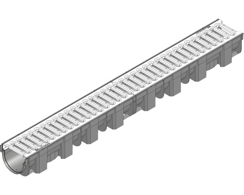 Gouttière en plastique Hauraton TOP X en PP avec grille à traverses acier inoxydable 1000 x 119 x 89 mm