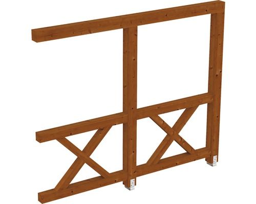 Paroi latérale croix de Saint-André SKAN HOLZ 255x210 cm bois noyer Panneau de clôture en bois avec croisillons pour aménagement de jardin