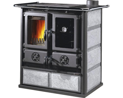 Zeitbrandofen Nordica Extraflame Rosetta Farbe Herd grau Material Herdplatte 7,2 kW