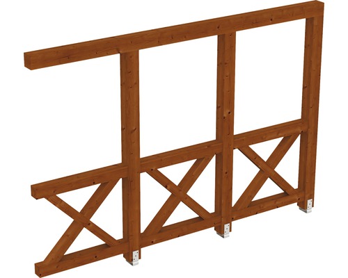 Paroi latérale croix de Saint-André SKAN HOLZ 305x210 cm bois noyer Panneau de clôture en bois avec motif croisé et poteaux