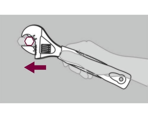 Darstellung eines Schraubenschlüssels, der eine Schraube festzieht