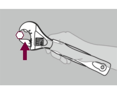 Darstellung eines Schraubenschlüssels mit Pfeil