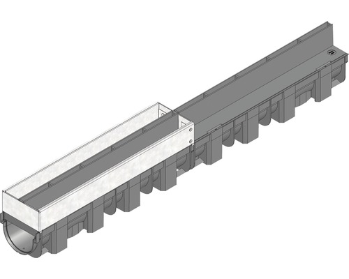 Embout de révision Hauraton TOP X pour couverture de fente zingué L = 0,50 m Caniveau de drainage avec boîte de jonction