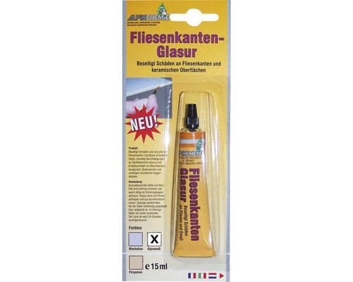 Vernis pour chants de carrelage 15 ml, blanc alpin Alpin Chemie Émail pour chants de carreaux pour éliminer les dommages sur les carreaux et les surfaces en céramique