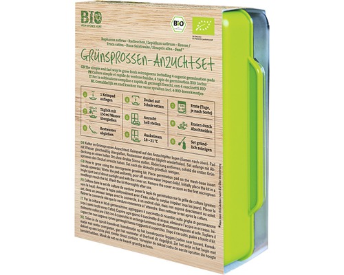 Grünsprossen Anzuchtset mit vier organischen Keimpads für die Anzucht von Microgreens