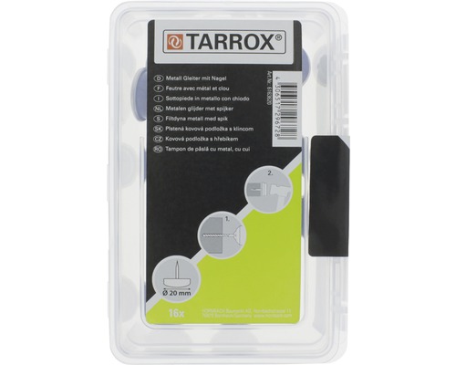 Tarrox Metallgleiter mit Nagel, Durchmesser 20 Millimeter, 16 Stück