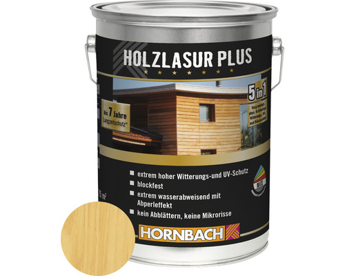 Lasure pour bois HORNBACH Plus incolore 5 l Pot de lasure pour bois Plus pour l''extérieur