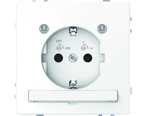 Prise de courant avec module d'éclairage LED + protection de contact renforcée Merten MEG2304-6035 D-Life blanc lotus