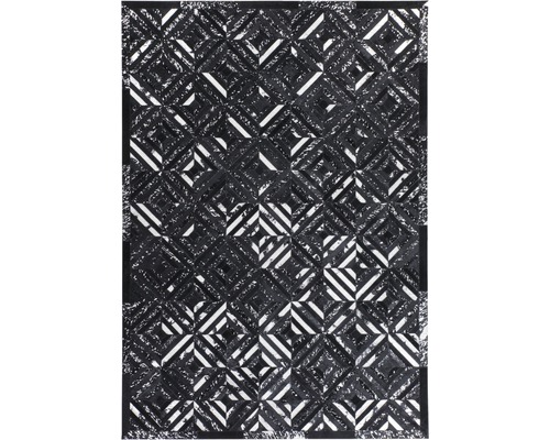 Tapis en cuir Exotic 510 noir-argent 120x170 cm