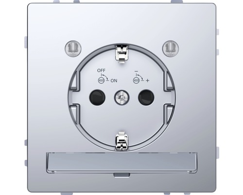 Prise de courant avec module d'éclairage LED Merten MEG2304-6036 D-Life acier inoxydable laqué