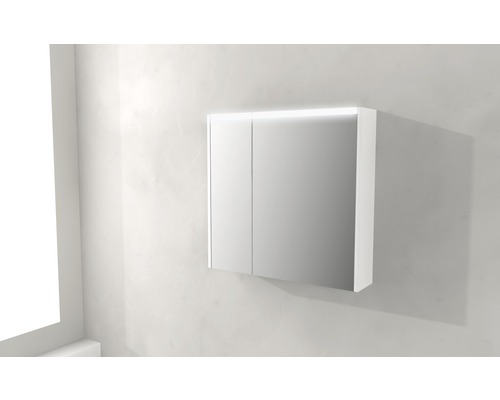 Armoire de toilette avec éclairage fixée au mur