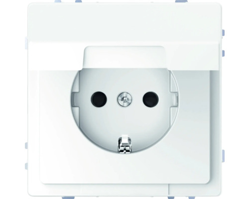 Insert de prise de courant avec couvercle rabattable Merten D-Life MEG2310-6035 blanc lotus