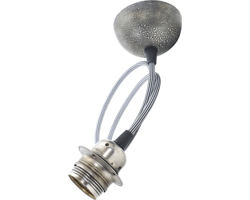 Culot de lampe E27, avec câble textile argent/patine 1 m