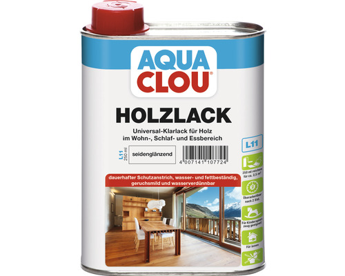 Laque pour bois AQUA CLOU brillant satiné incolore 250 ml Aqua Clou Holzlack vernis transparent universel pour bois en intérieur