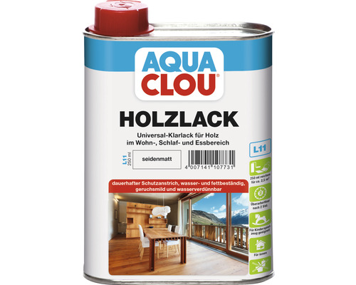 Laque pour bois Clou L11 mat satiné incolore 250 ml Aqua Clou Holzlack Vernis transparent universel pour bois Boîte