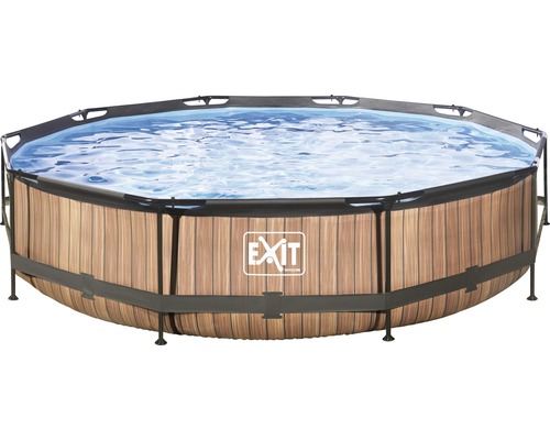 Piscine hors sol aspect bois avec de l''eau
