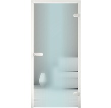 Glastür mit satiniertem Glas und weißem Rahmen