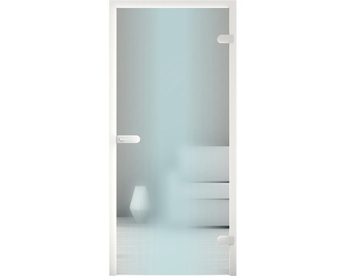 Glastür mit satiniertem Glas und weißem Rahmen