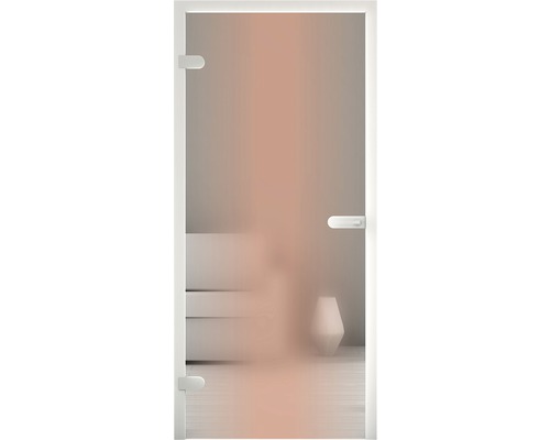 Glastür mit satiniertem Glas und weißem Rahmen