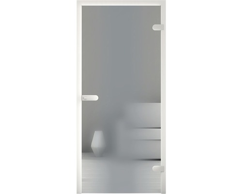 Porte en verre avec verre satiné et cadre blanc