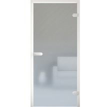 Glastür mit satiniertem Glas und weißem Rahmen