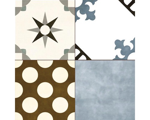Fliesen mit Stern-, Punkt- und Ornamentmuster