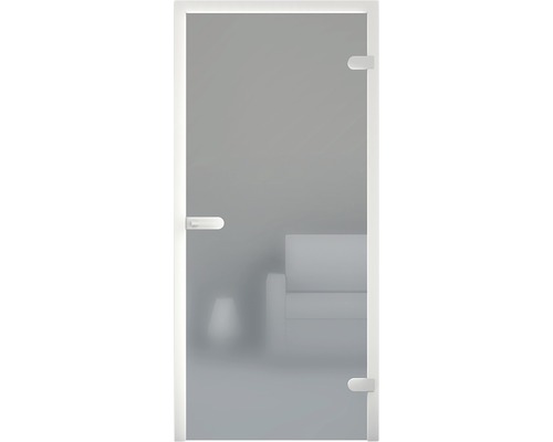 Glastür mit satiniertem Glas und weißem Rahmen