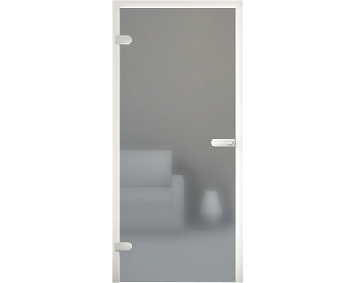 Glastür mit satiniertem Glas und weißem Rahmen