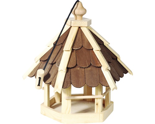 Abri-mangeoire pour oiseaux avec toit marron 33x29x36 cm Maison pour oiseaux en bois avec suspension