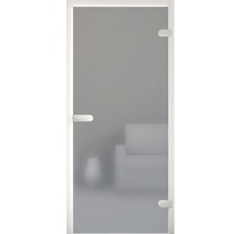 Glastür mit satiniertem Glas und weißem Rahmen