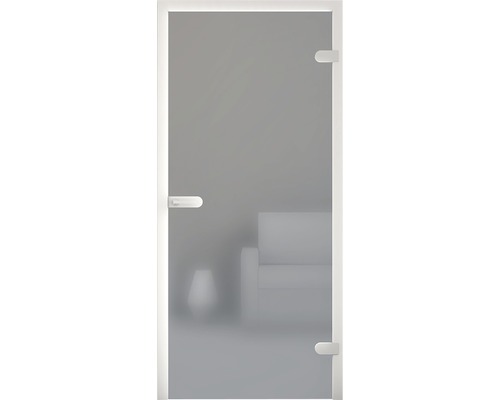 Glastür mit satiniertem Glas und weißem Rahmen