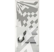 Porte en verre avec motif géométrique pour intérieurs