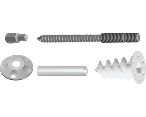Fixation de tuyau de descente Tox Thermo Vario, 4 pièces Assortiment de chevilles TOX pour cloisons sèches avec vis, aide au montage et embout