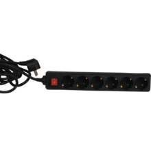 Bloc multiprise noir avec six prises et interrupteur