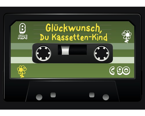 Carte postale Glückwunsch, du Kassetten-Kind 14,8x10,5 cm