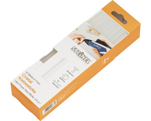 Bâtons de colle Steinel Ø 7 mm Cristal lot de 40 Paquet de bâtons de colle Cristal Steinel, 40 pièces de 7 millimètres de diamètre