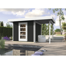 Gartenhaus weka Finline Profil Gr.1 mit Fußboden und Schleppdach 399 x 294 cm anthrazit-weiß