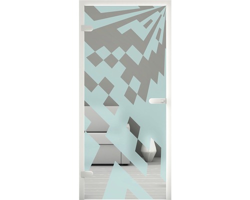 Glastür mit geometrischem Muster für Innenräume