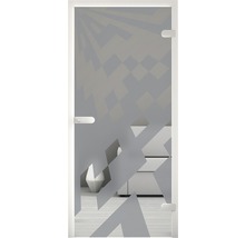 Porte en verre avec motif géométrique