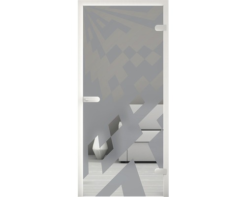 Glastür mit geometrischem Muster