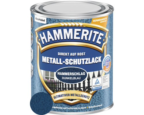 HAMMERITE Hammerschlaglack Effektlack Dunkelblau 750 ml Hammerite Metallschutzlack direkt auf Rost, Hammerschlag Dunkelblau