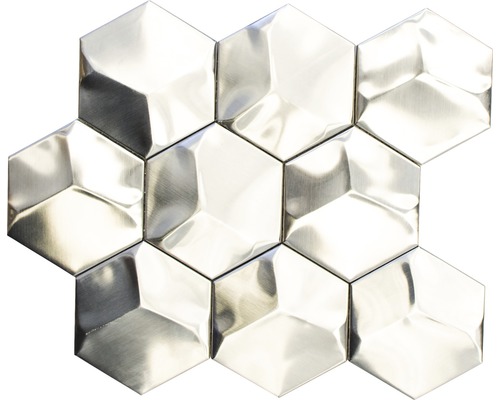 Mosaïque en céramique HXM 20SD ARGENT 26,2x23 cm Carreau de mosaïque métallique hexagonal